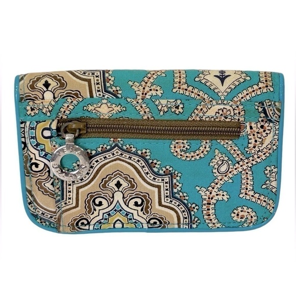 Vera Bradley Quickstep Wallet Totally Turq Turquoise/Brown/Tan EUC - Picture 3 of 6